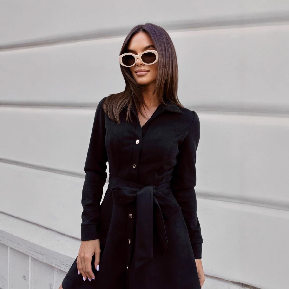 Vestido Camisero 'Siena' Suede-Touch™