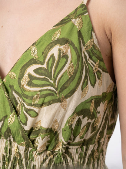 Vestido largo con estampado étnico.