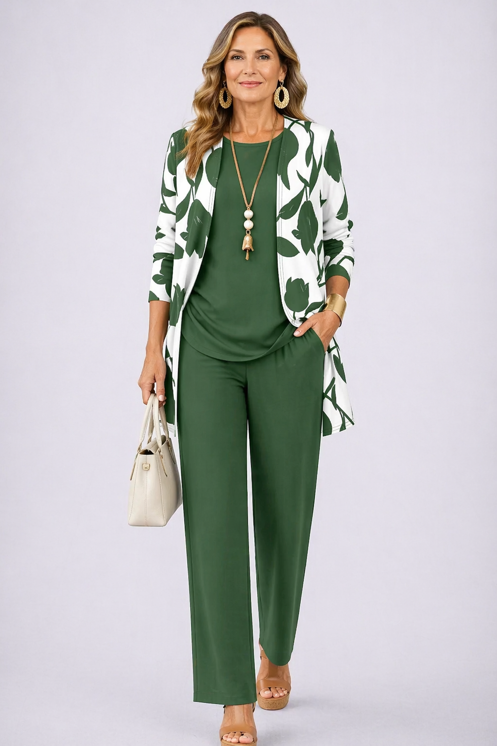 Conjunto de Tres Piezas · Verde y Blanco