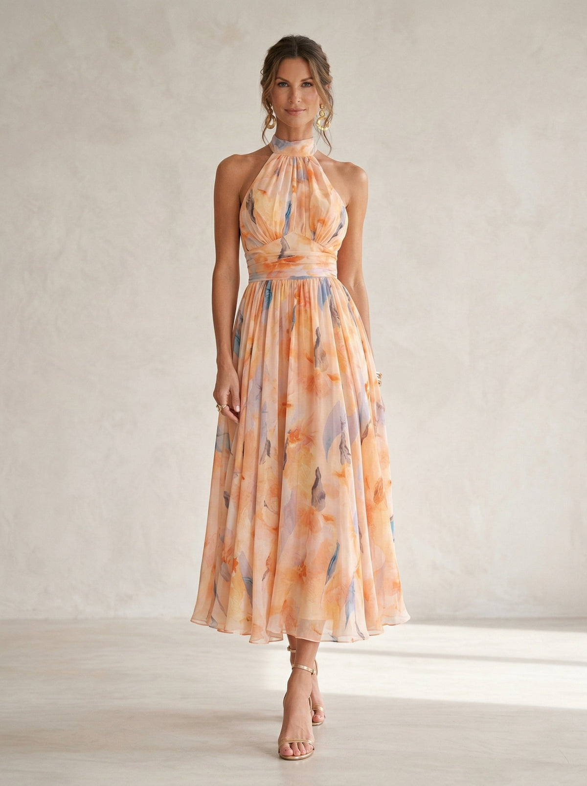 Esther | Vestido Maxi Halter Acuarela