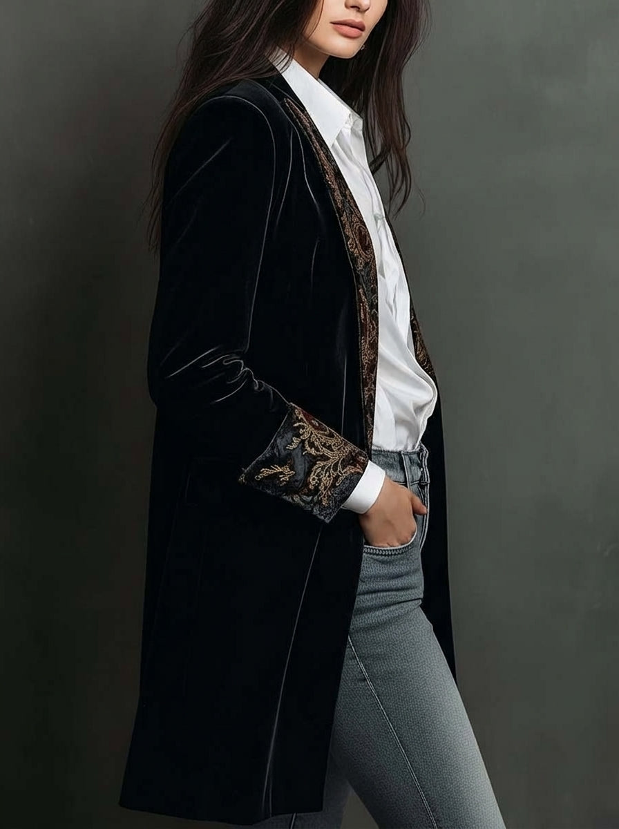 Blazer Entallado con Estampado Barroco