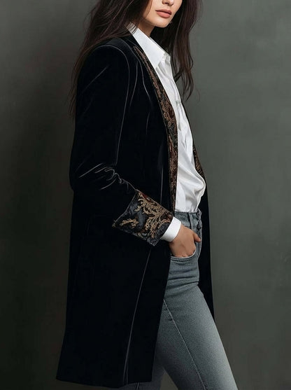 Blazer Entallado con Estampado Barroco