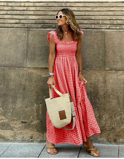 Vestido casual de cuadros vichy