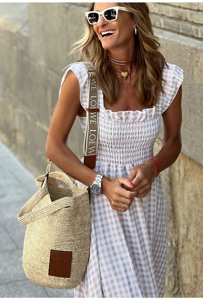 Vestido casual de cuadros vichy
