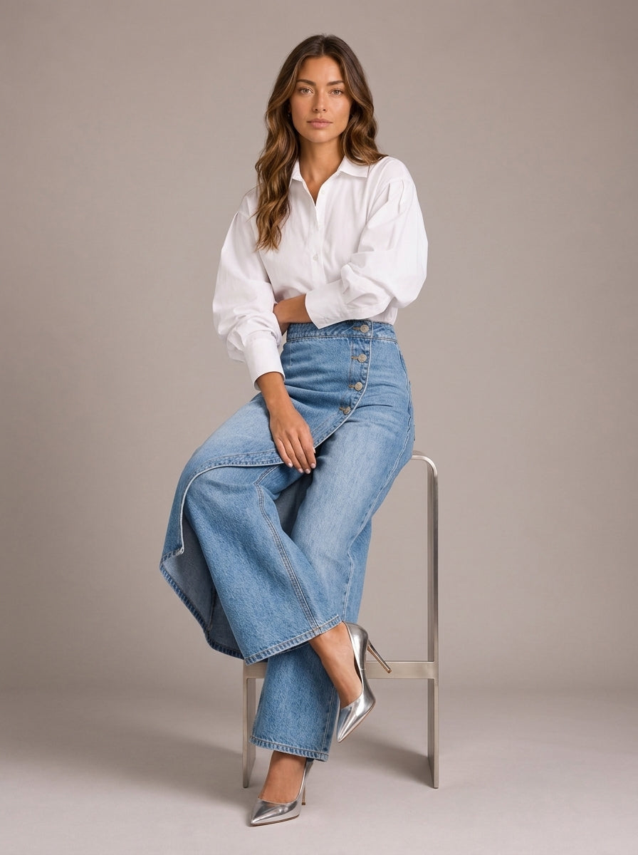 Pantalón Palazzo Liquid Denim