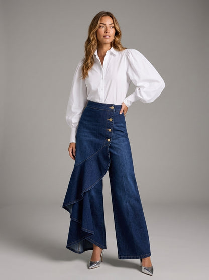 Pantalón Palazzo Liquid Denim