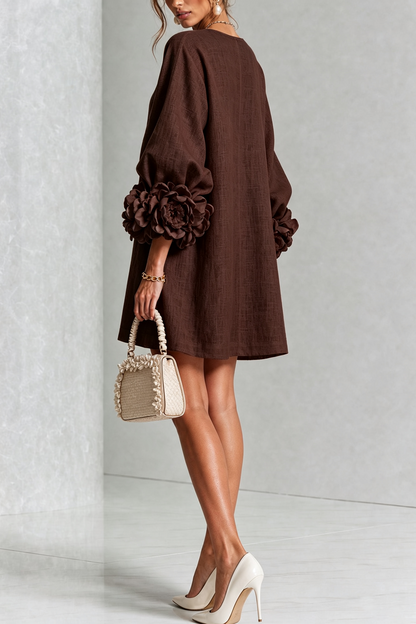 Vestido mini de lino con puños anudados