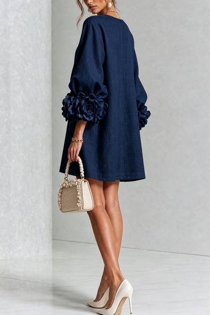 Vestido mini de lino con puños anudados