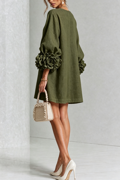 Vestido mini de lino con puños anudados