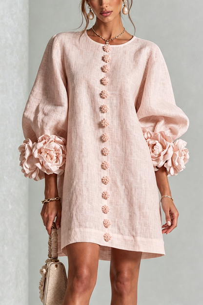 Vestido mini de lino con puños anudados