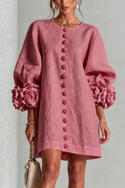 Vestido mini de lino con puños anudados
