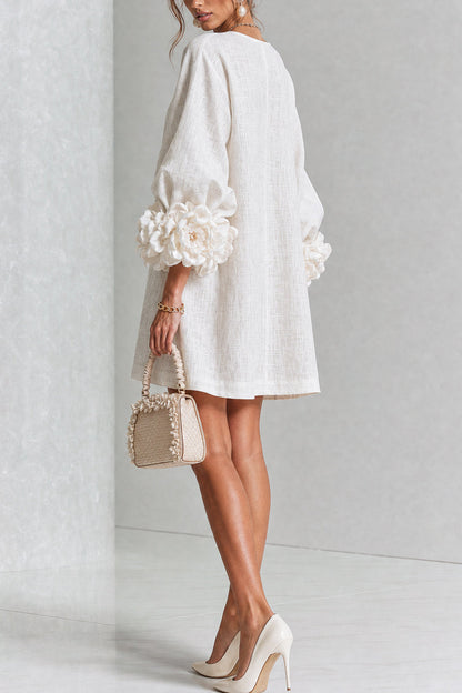 Vestido mini de lino con puños anudados