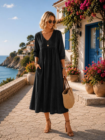 Vestido midi de mezcla de lino