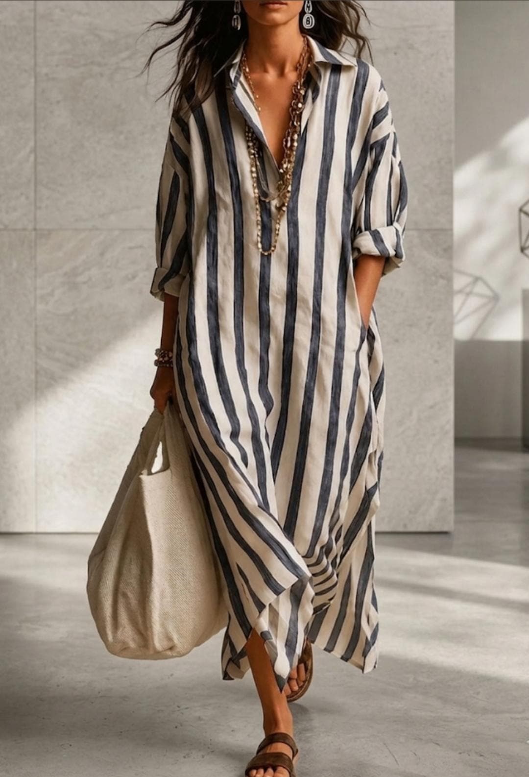 Mykonos | Vestido Camisero de Rayas