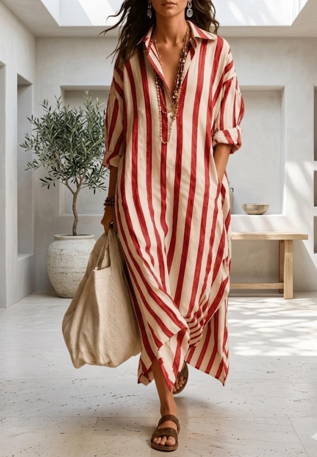 Mykonos | Vestido Camisero de Rayas