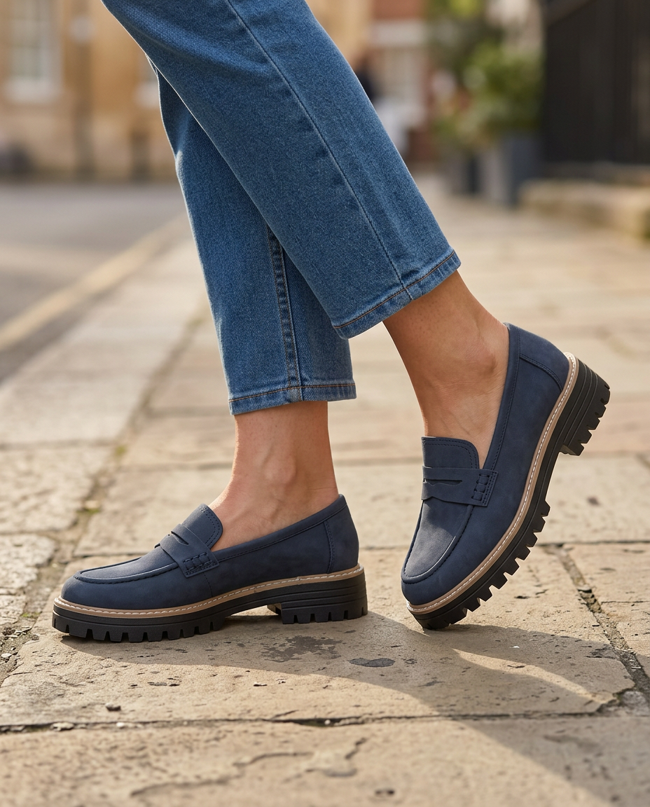 Mocasines Plataforma con Tacón Ancho