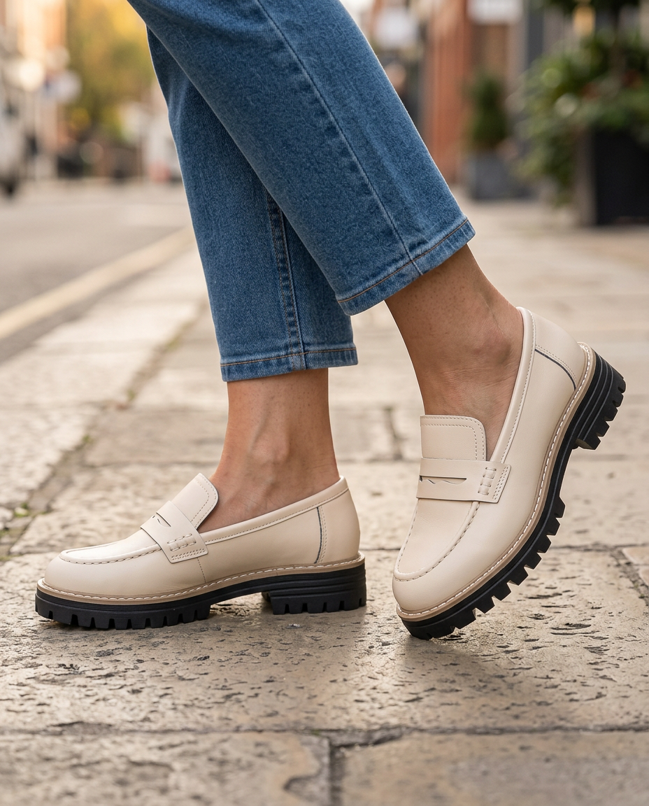 Mocasines Plataforma con Tacón Ancho