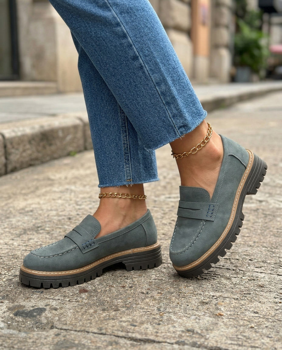 Mocasines Plataforma con Tacón Ancho