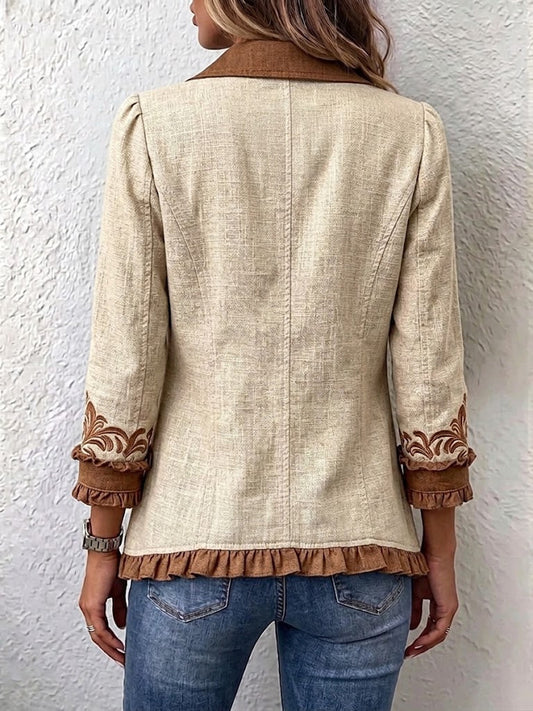 Alejandra | Chaqueta Bohemia Floral Vintage con Volantes
